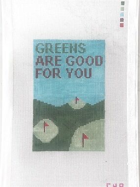 Greens Are Good For You Needlepoint Canvas- Blue and Green